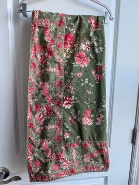 Vintage April Cornell Floral Cotton Square Tablecloth 50x50 Bohemian Cottagecore